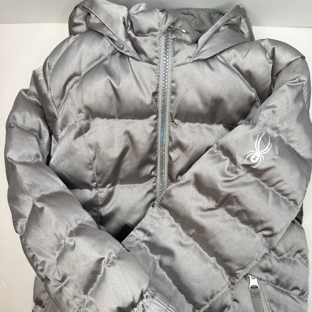 SPYDER Girls Bitsy Atlas Silver Puffer Jacket Winter Snow Ski Warm Size 4 - Picture 16 of 16